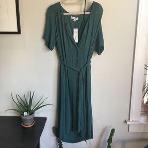 NWT Amour Vert Odessa Cupro Dress Jasper Green